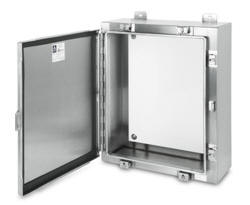 Austin NEMA 4X stainless steel single door electrical electronics enclosures cabinets boxes housings are Underwriters Laboratories Listed and are designed for use primarily to provide a degree of protection against windblown dust and rain, splashing water, hose directed water and damage from external ice formation.